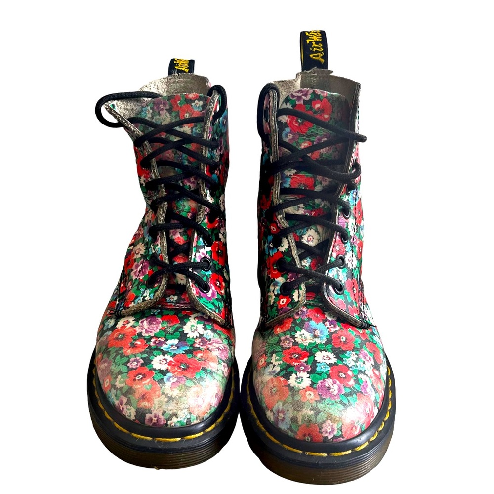 Dr Martens 1460 Pascal Black Wild Poppy Boot Leather Comfort Floral Flowers - Picture 6 of 12